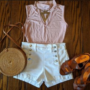American Eagle White High- Waist Shorts 2